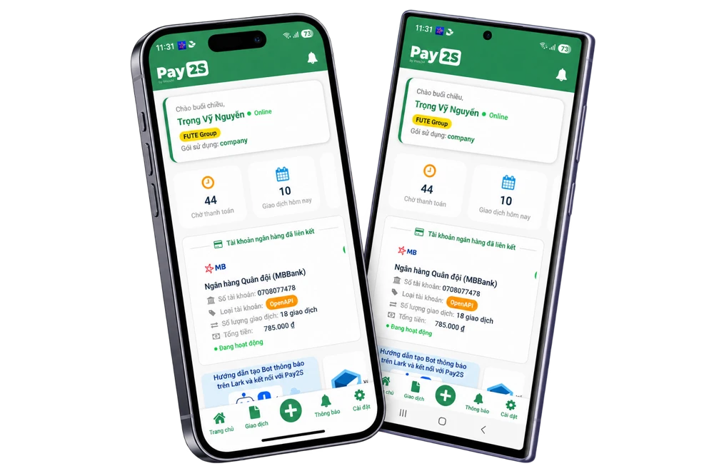 Ứng dụng Pay2S theo dõi thanh toán trên điện thoại